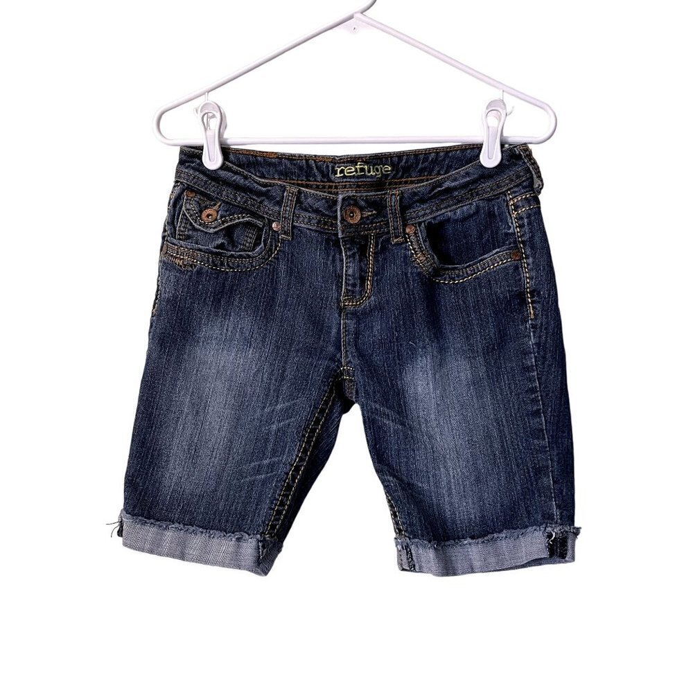 Refuge blue denim medium wash jean shorts summer pants pockets comfortable